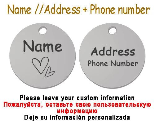Personalized Pet Cat Dog Name Collar Accessories Circle Custom Engraved ID Tag Necklace Chain Charm Supplies For Dog Product PUPRETTY Store