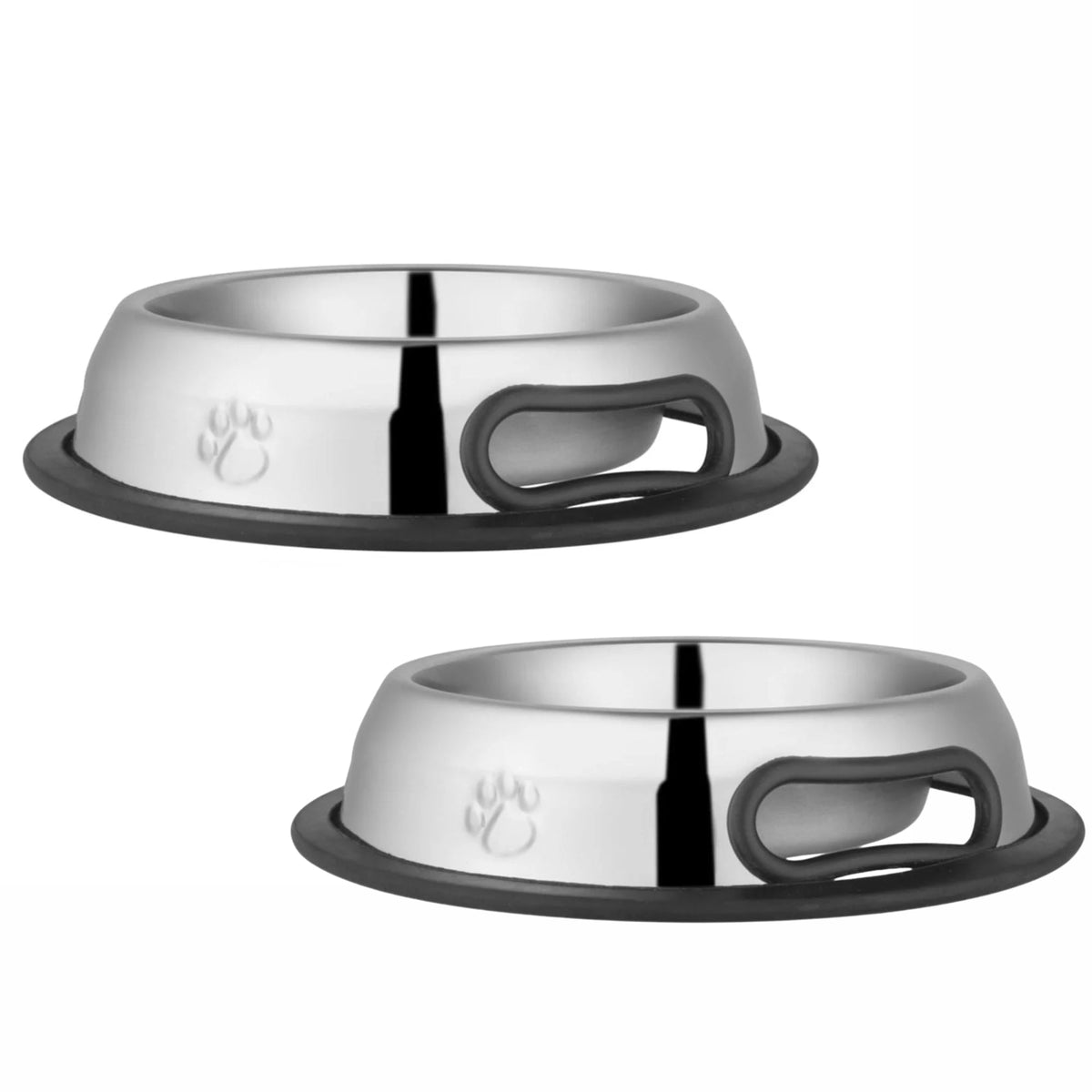 Jeffers Pet Embossed No-Tip Anti-Skid Stainless Steel Pet Bowls for Dogs, Cats, Puppies, Kittens – Rubber Base, Food & Water