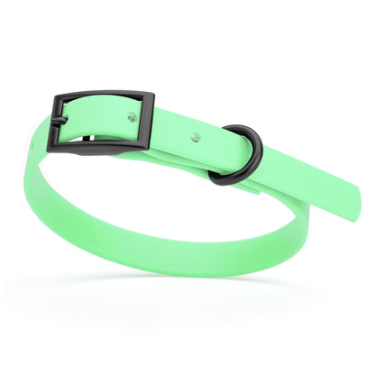 BioThane Waterproof Dog Collar - XS: L 12"-15" x W 5/8" - Black OR Brass Hardware