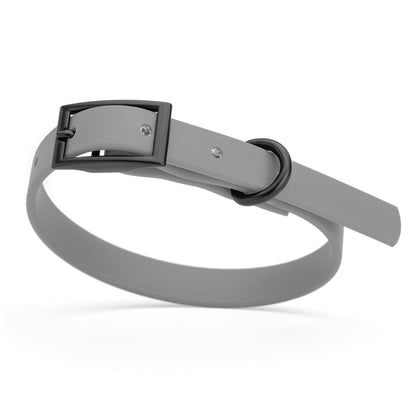 BioThane Waterproof Dog Collar - XS: L 12"-15" x W 5/8" - Black OR Brass Hardware