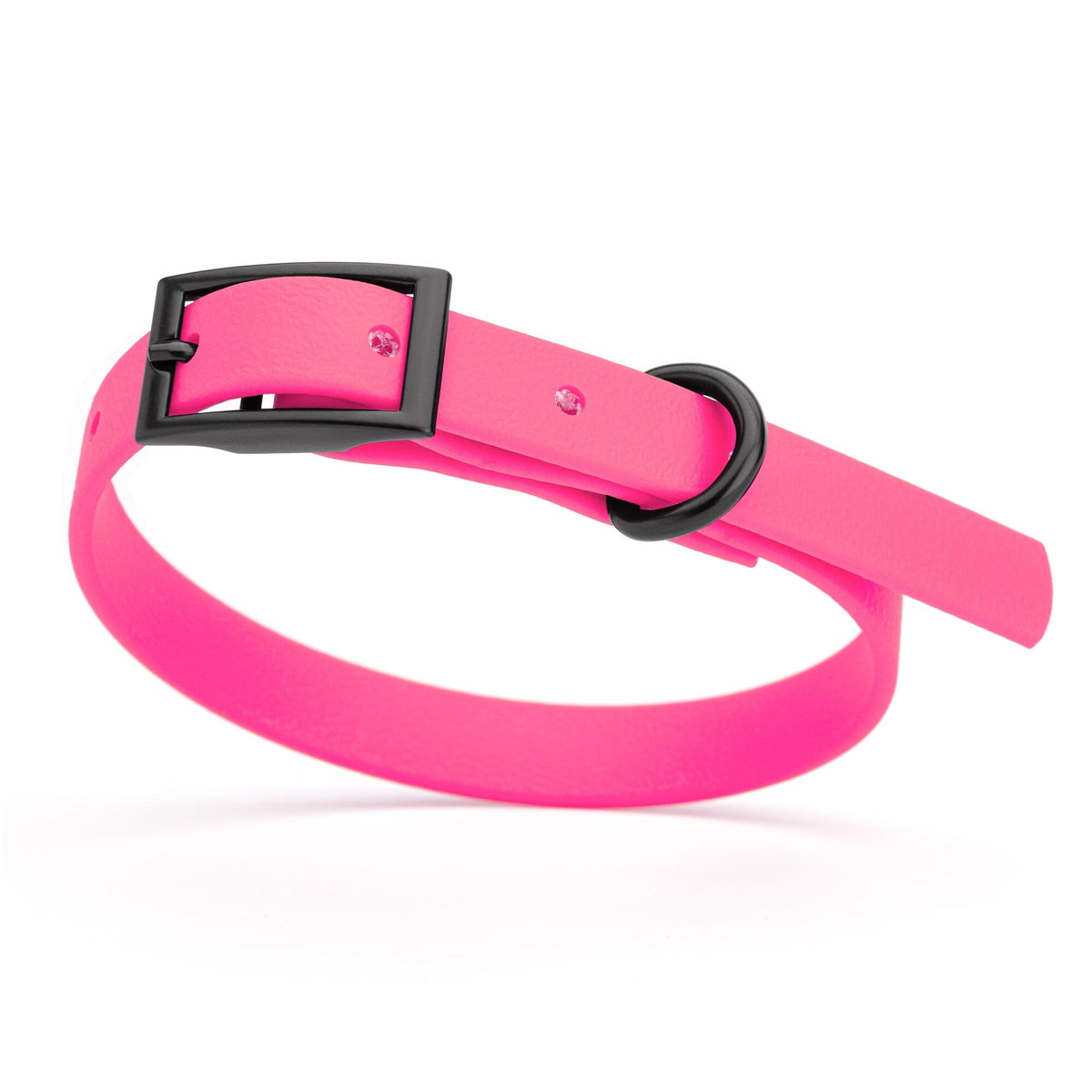 BioThane Waterproof Dog Collar - XS: L 12"-15" x W 5/8" - Black OR Brass Hardware