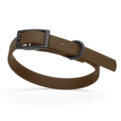 BioThane Waterproof Dog Collar - XS: L 9"-12" x W 1/2" - Black OR Brass Hardware