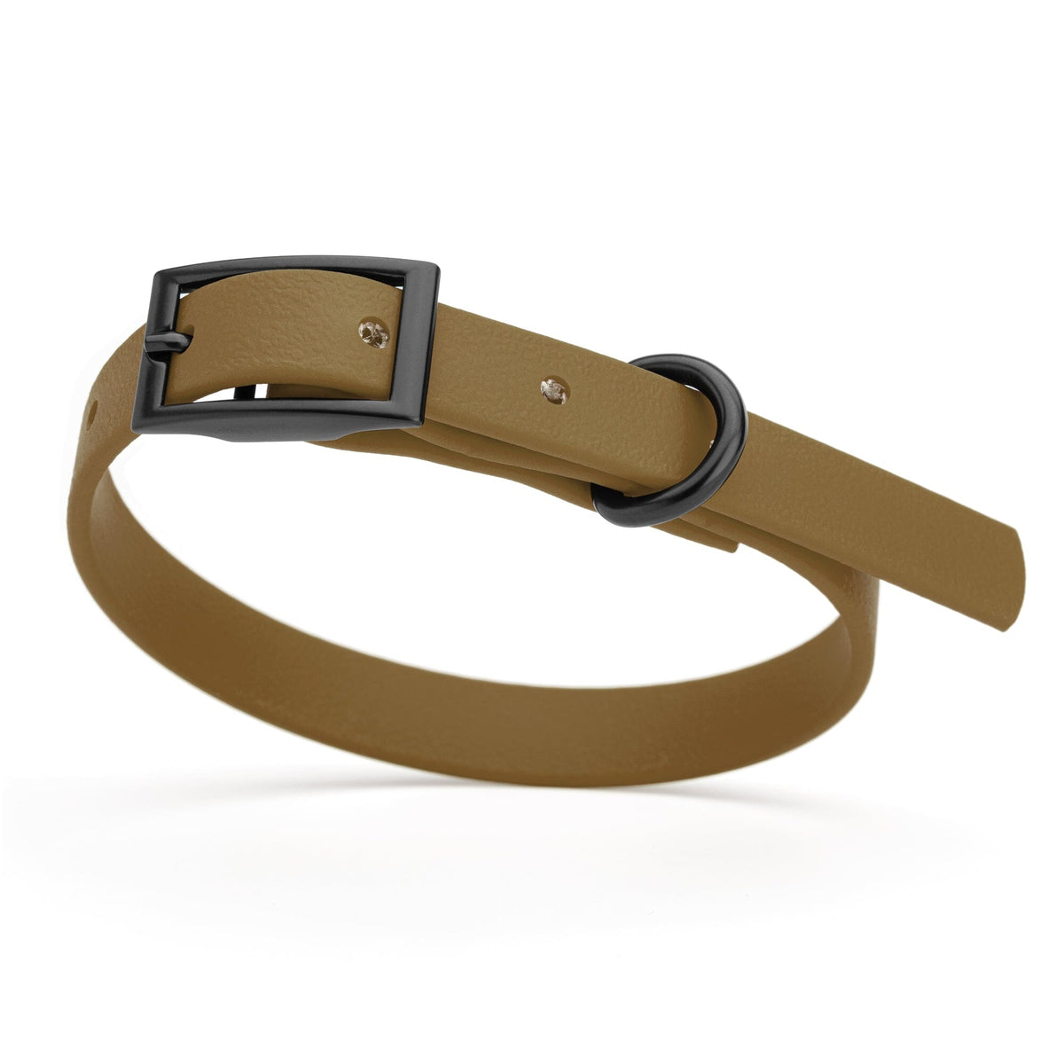 BioThane Waterproof Dog Collar - XS: L 12"-15" x W 5/8" - Black OR Brass Hardware