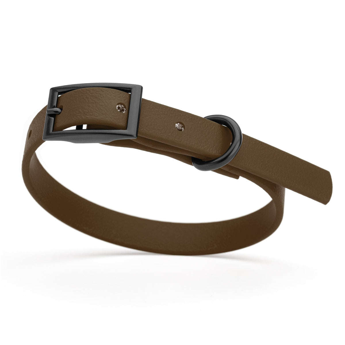 BioThane Waterproof Dog Collar - XS: L 12"-15" x W 5/8" - Black OR Brass Hardware