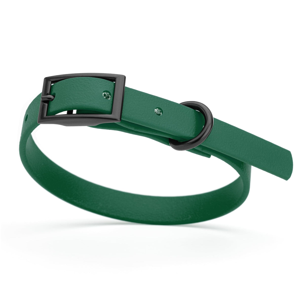 BioThane Waterproof Dog Collar - XS: L 12"-15" x W 5/8" - Black OR Brass Hardware