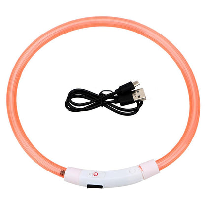 Usb Rechargeable Glow-In-The-Dark Pet Collar With Three Flashing Modes Dog Hugs Cat