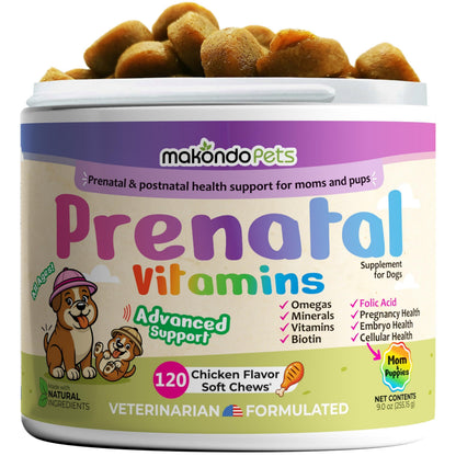 Dog Prenatal Vitamins Soft Chews Folic Acid Zinc DHA EPA