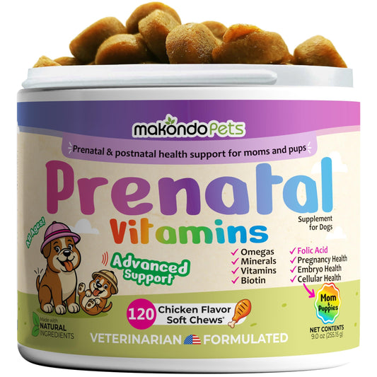 Dog Prenatal Vitamins Soft Chews Folic Acid Zinc DHA EPA