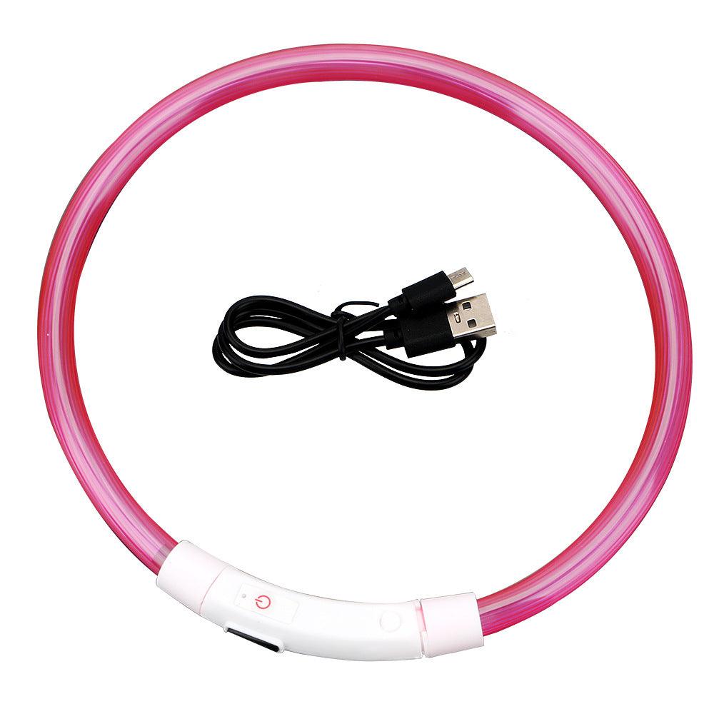 Usb Rechargeable Glow-In-The-Dark Pet Collar With Three Flashing Modes Dog Hugs Cat