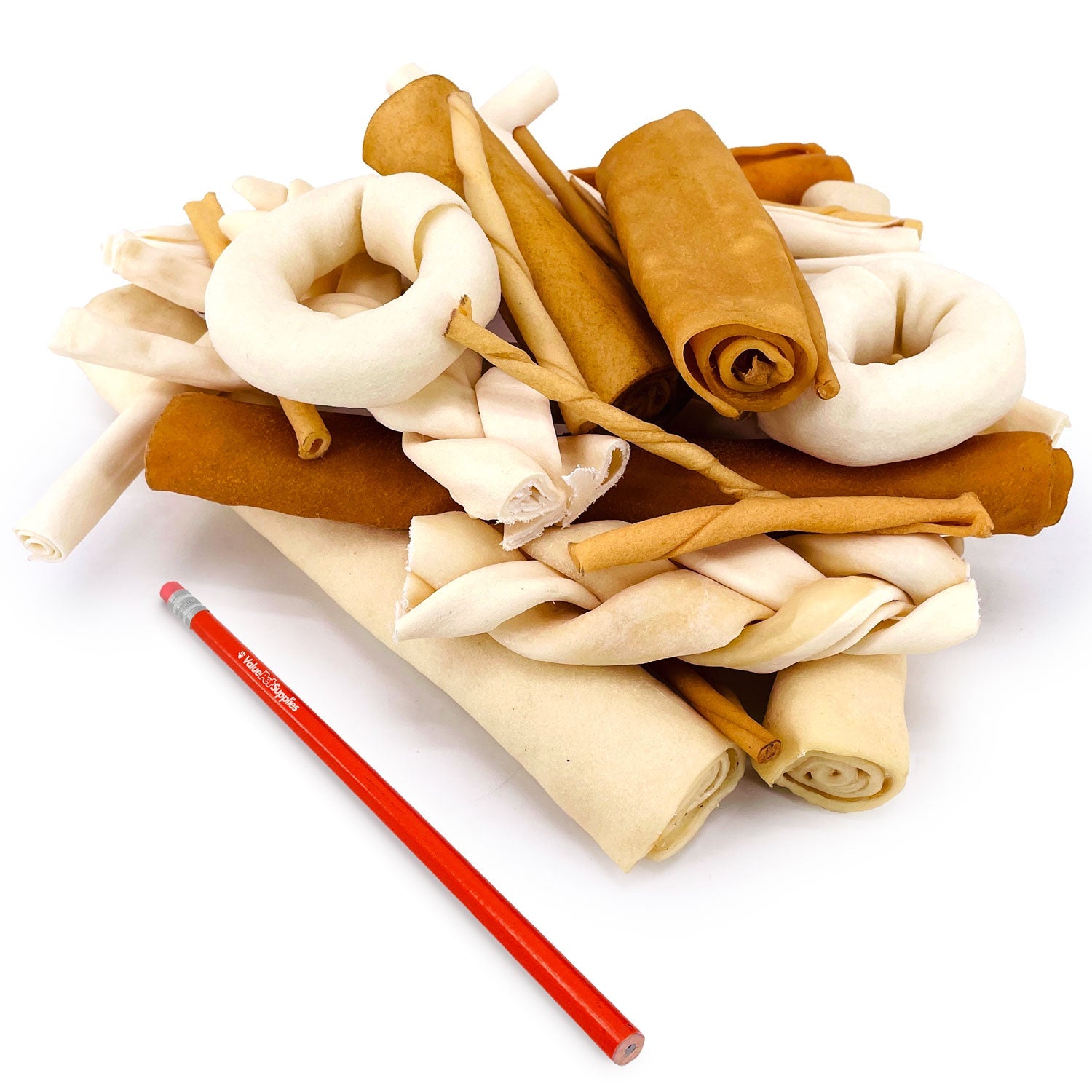ValueBull USA Rawhide, Varied Mix of Fun Shapes for Dogs, 2 Pound