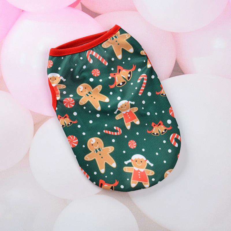 Festive Holiday Pet Vest - Christmas Cartoon Dog Clothes Dog Hugs Cat