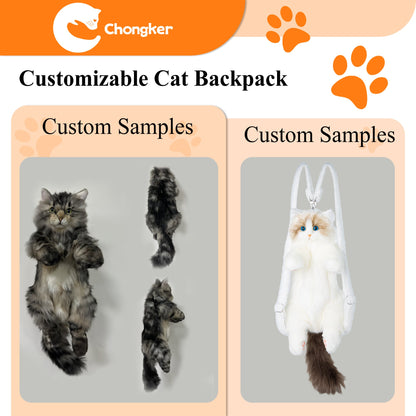 Custom Cat Plush Backpack from Photo – Personalized Pet Keepsake