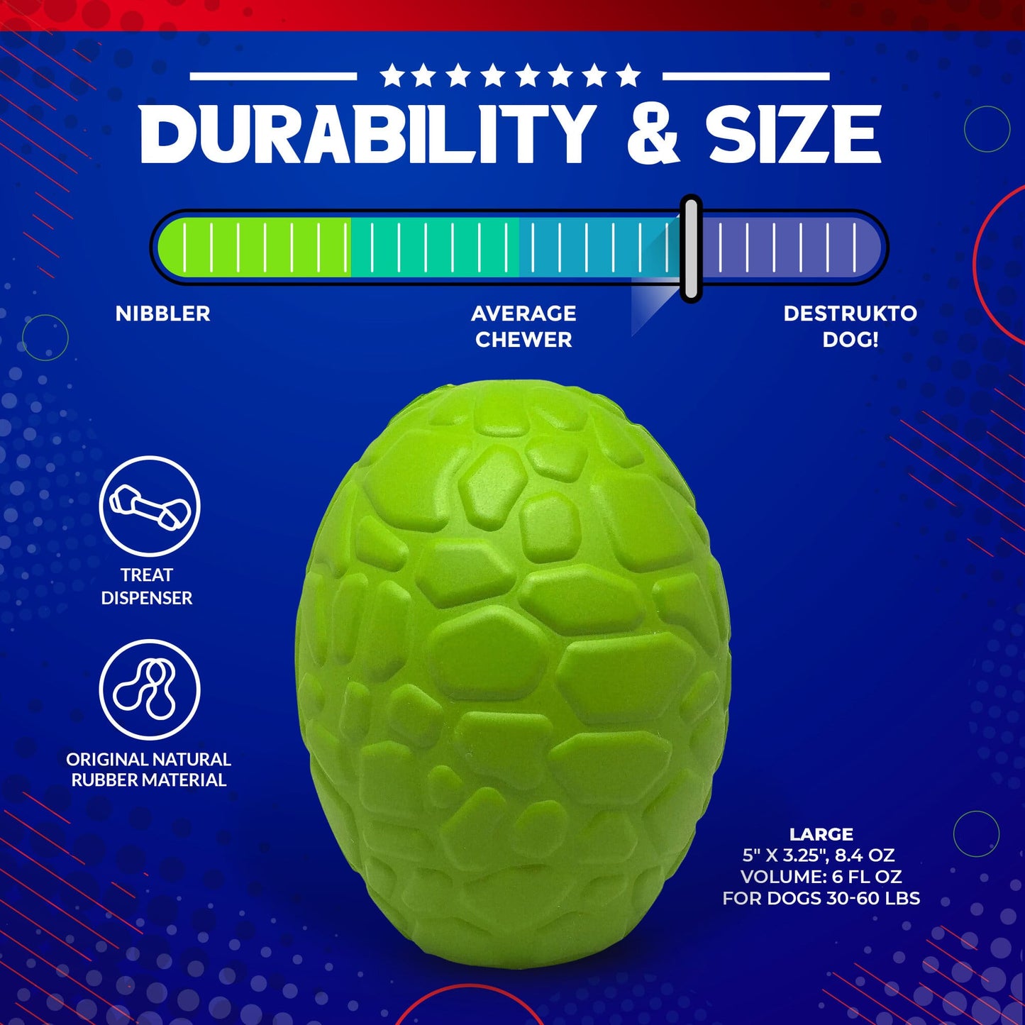SodaPup Dinosaur Egg Dog Chew Toy and Treat Dispenser