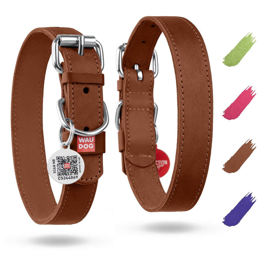Brown Leather Dog Collar Small and Medium Dogs