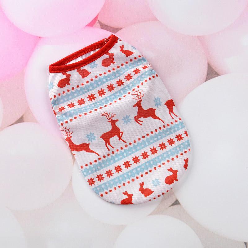 Festive Holiday Pet Vest - Christmas Cartoon Dog Clothes Dog Hugs Cat