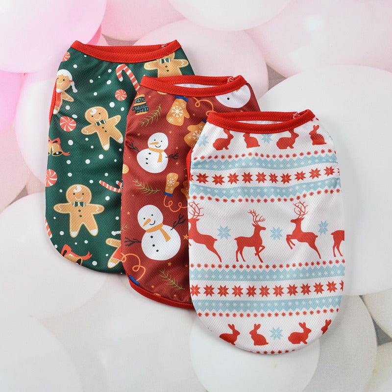 Festive Holiday Pet Vest - Christmas Cartoon Dog Clothes Dog Hugs Cat