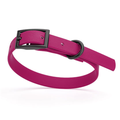 BioThane Waterproof Dog Collar - XS: L 12"-15" x W 5/8" - Black OR Brass Hardware
