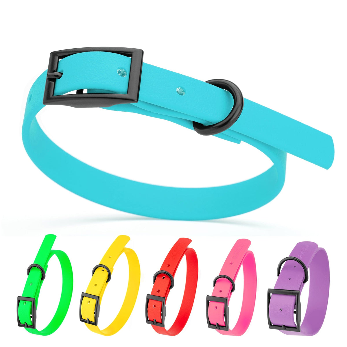 BioThane Waterproof Dog Collar - XS, 12 to 15 in, Black or Brass Hardware