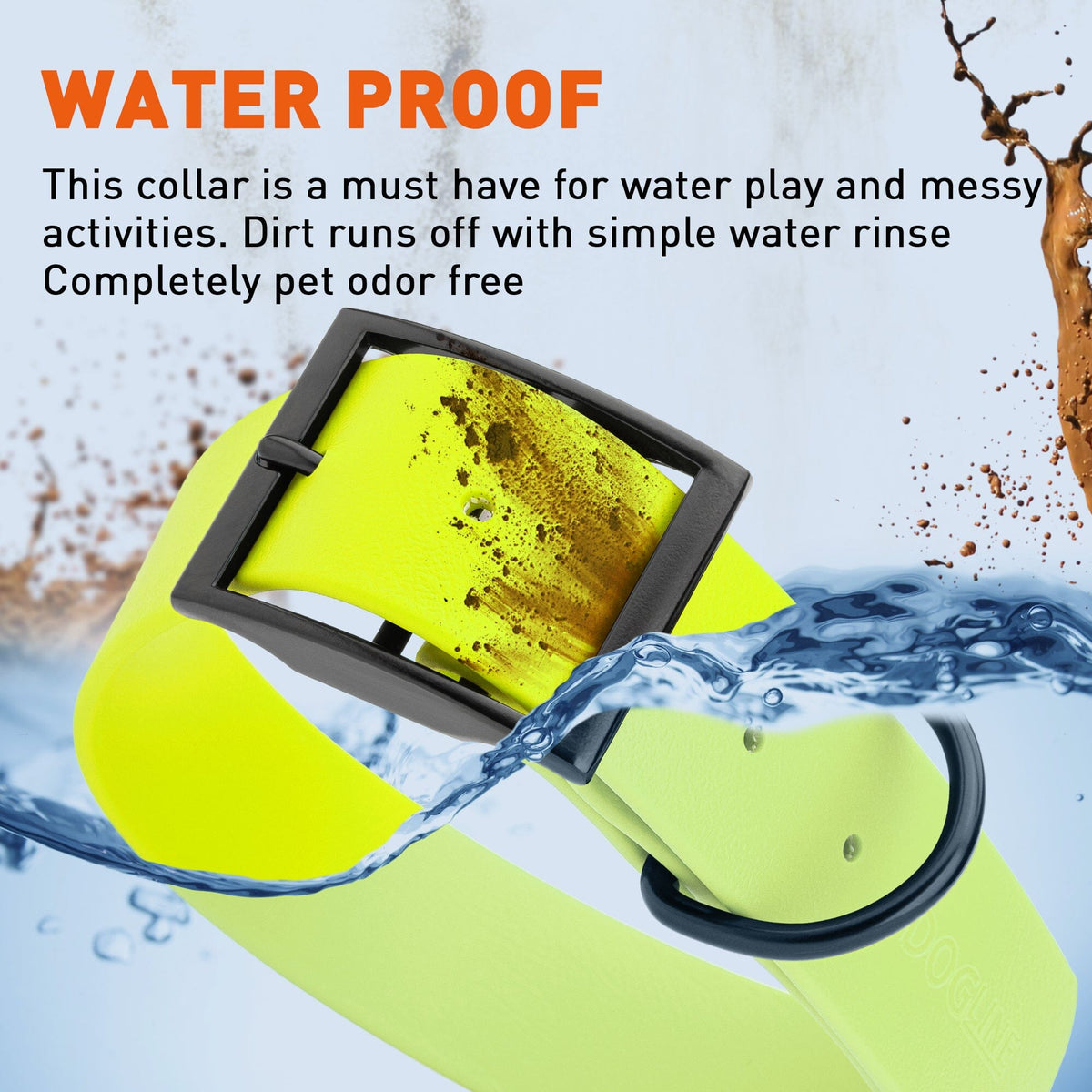 BioThane Waterproof Dog Collar - XS: L 12"-15" x W 5/8" - Black OR Brass Hardware