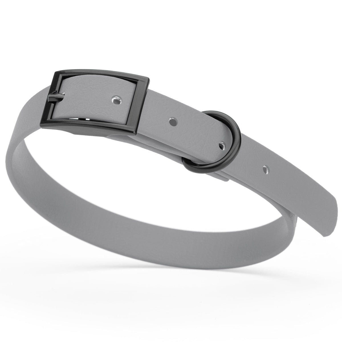 BioThane Waterproof Dog Collar - XS: L 12"-15" x W 5/8" - Black OR Brass Hardware