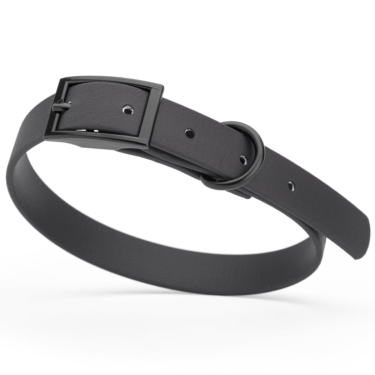 BioThane Waterproof Dog Collar - XS: L 12"-15" x W 5/8" - Black OR Brass Hardware