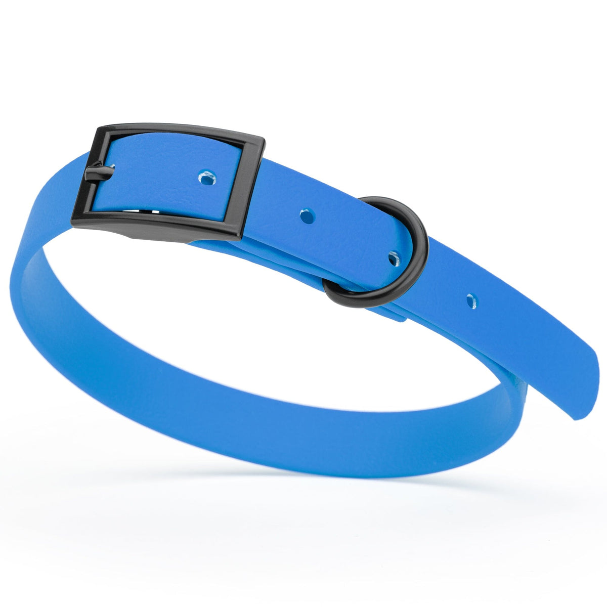 BioThane Waterproof Dog Collar - XS: L 12"-15" x W 5/8" - Black OR Brass Hardware