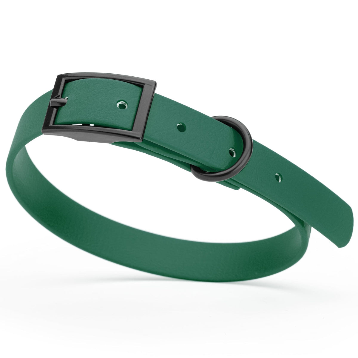 BioThane Waterproof Dog Collar - XS: L 12"-15" x W 5/8" - Black OR Brass Hardware