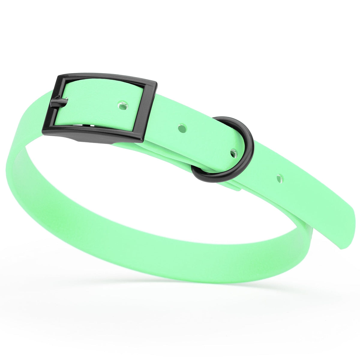 BioThane Waterproof Dog Collar - XS: L 12"-15" x W 5/8" - Black OR Brass Hardware