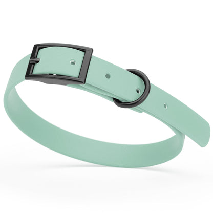 BioThane Waterproof Dog Collar - XS: L 12"-15" x W 5/8" - Black OR Brass Hardware