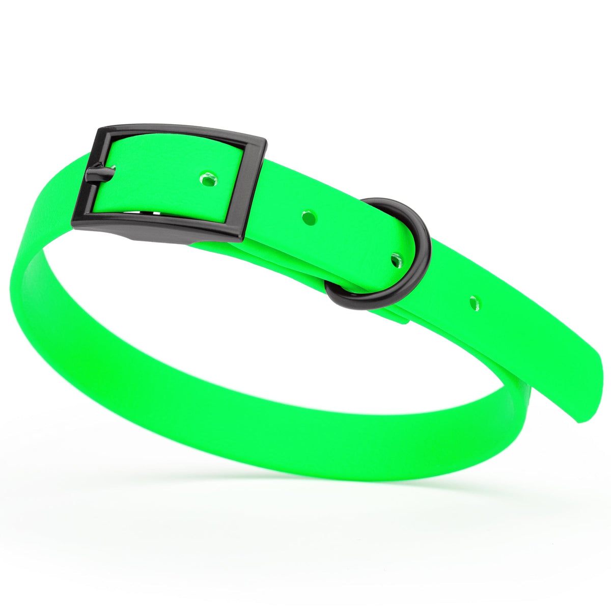 BioThane Waterproof Dog Collar - XS: L 12"-15" x W 5/8" - Black OR Brass Hardware