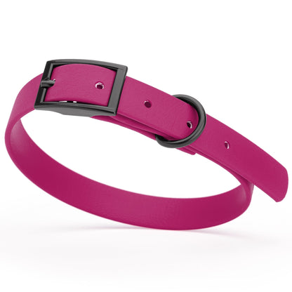 BioThane Waterproof Dog Collar - XS: L 12"-15" x W 5/8" - Black OR Brass Hardware
