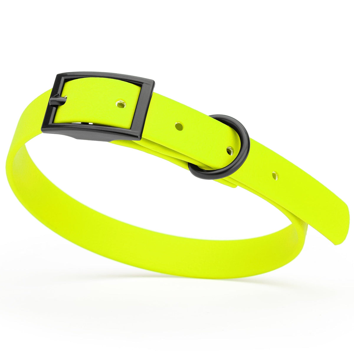 BioThane Waterproof Dog Collar - XS: L 12"-15" x W 5/8" - Black OR Brass Hardware