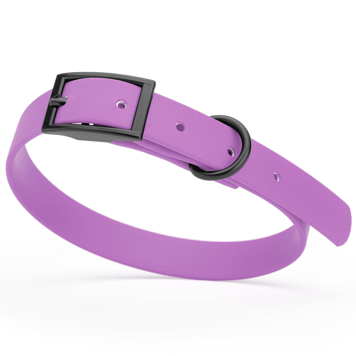 BioThane Waterproof Dog Collar - XS: L 12"-15" x W 5/8" - Black OR Brass Hardware