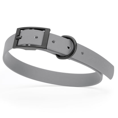 BioThane Waterproof Dog Collar - XS: L 9"-12" x W 1/2" - Black OR Brass Hardware