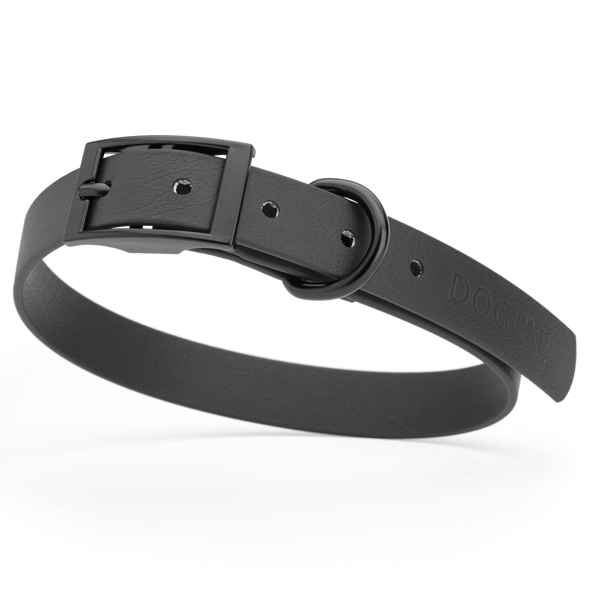 BioThane Waterproof Dog Collar - XS: L 12"-15" x W 5/8" - Black OR Brass Hardware