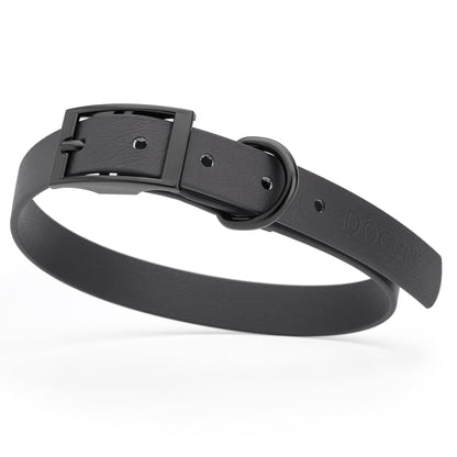 BioThane Waterproof Dog Collar - XS: L 12"-15" x W 5/8" - Black OR Brass Hardware