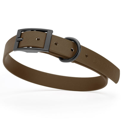 BioThane Waterproof Dog Collar - XS: L 12"-15" x W 5/8" - Black OR Brass Hardware