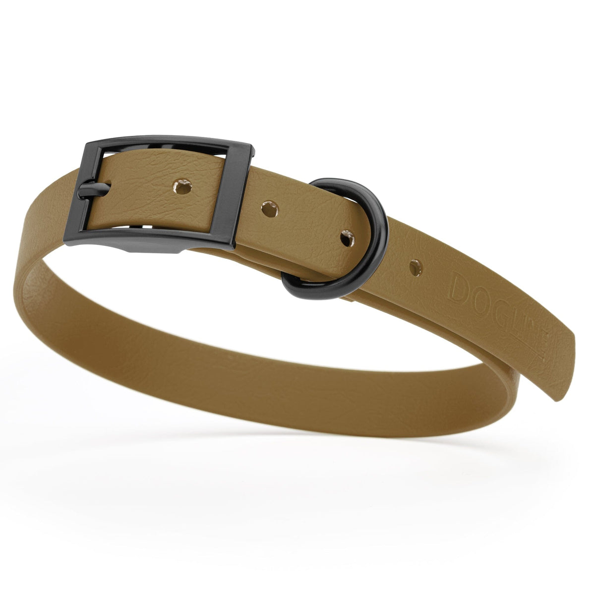 BioThane Waterproof Dog Collar - XS: L 12"-15" x W 5/8" - Black OR Brass Hardware
