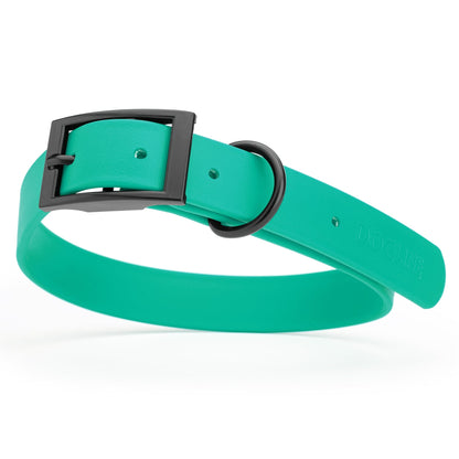 BioThane Waterproof Dog Collar - XS: L 9"-12" x W 1/2" - Black OR Brass Hardware