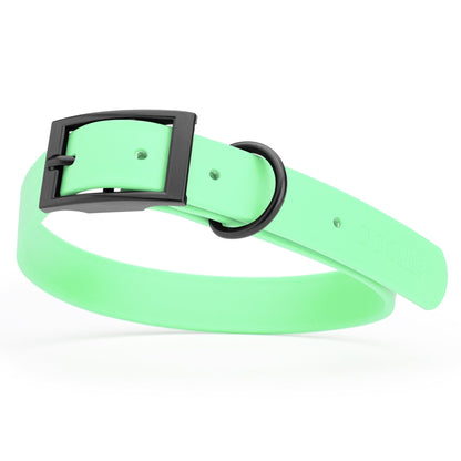 BioThane Waterproof Dog Collar - XS: L 12"-15" x W 5/8" - Black OR Brass Hardware