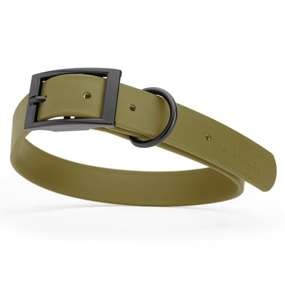 BioThane Waterproof Dog Collar - XS: L 12"-15" x W 5/8" - Black OR Brass Hardware