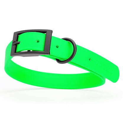 BioThane Waterproof Dog Collar - XS: L 12"-15" x W 5/8" - Black OR Brass Hardware