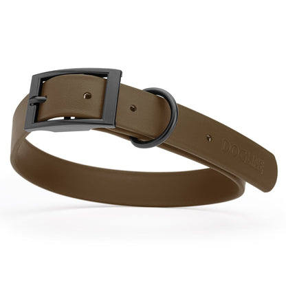 BioThane Waterproof Dog Collar - XS: L 9"-12" x W 1/2" - Black OR Brass Hardware