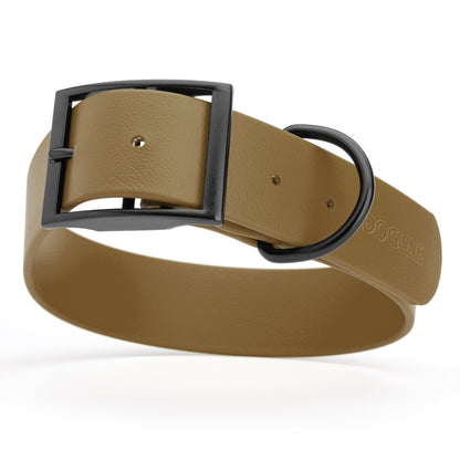 BioThane Waterproof Dog Collar - XS: L 12"-15" x W 5/8" - Black OR Brass Hardware