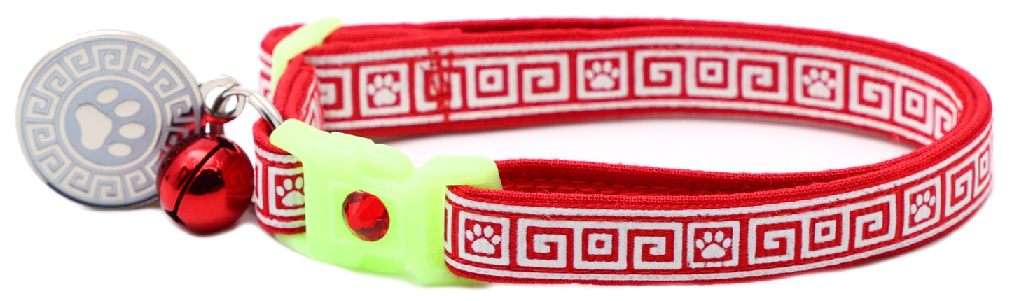Greek Key Breakaway Cat Collar Pugs2Persians