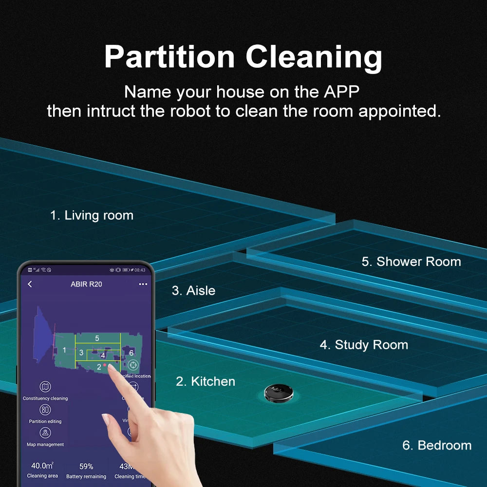 ABIR X8 Robot Vacuum Cleaner ,Laser System, Multiple Floors Maps, Zone Cleaning,Restricted Area Setting for Home Carpet Cleaning ABIR Official Store