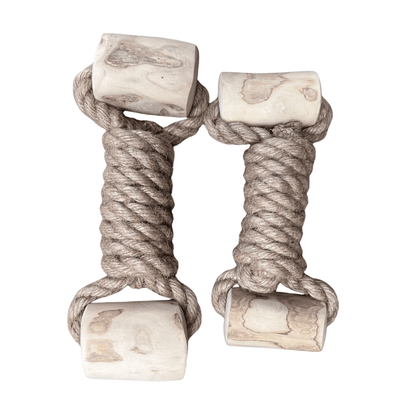 hemp rope and coffee wood dog toy