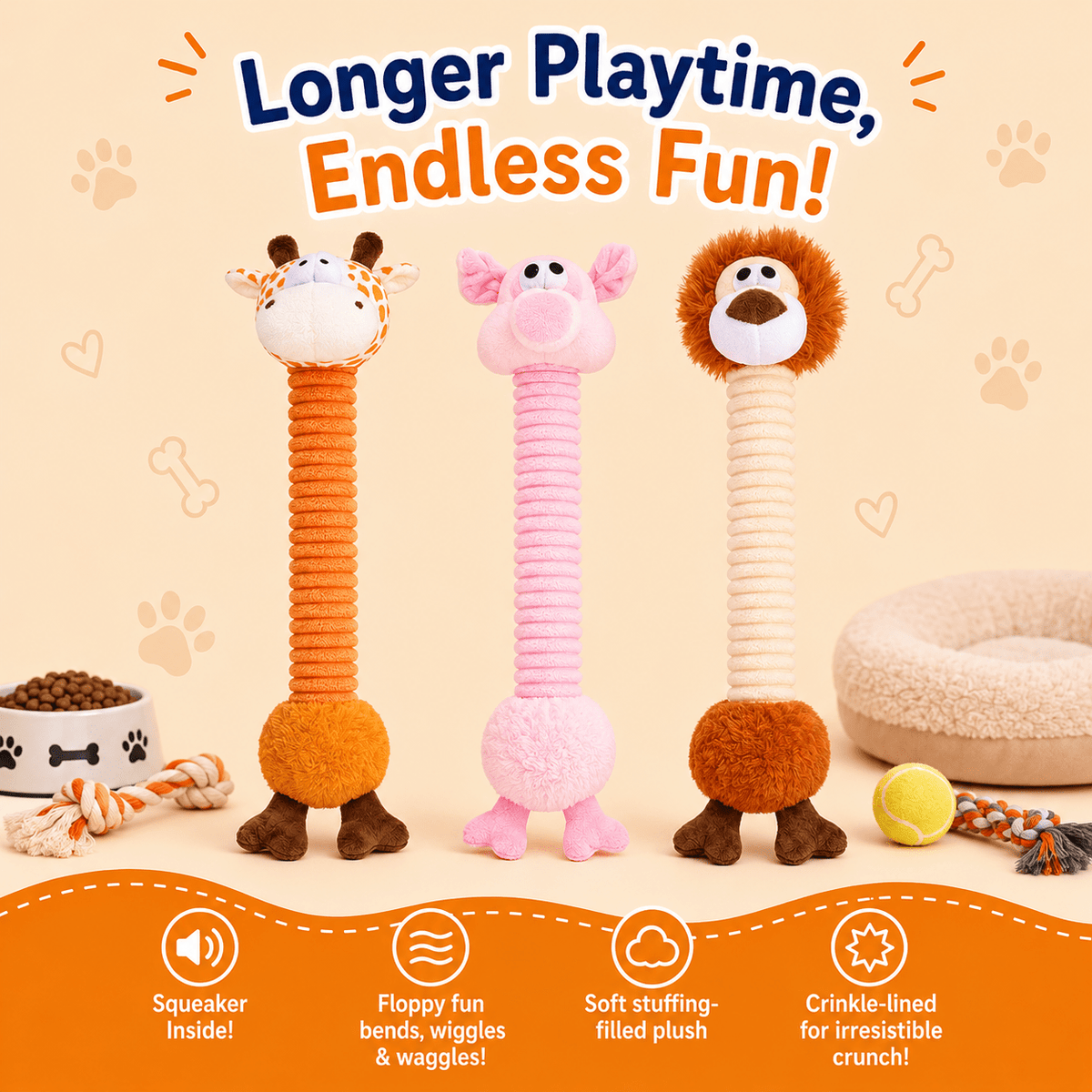 22" Long Plush Dog Toy