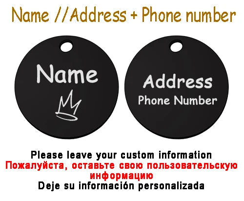 Personalized Pet Cat Dog Name Collar Accessories Circle Custom Engraved ID Tag Necklace Chain Charm Supplies For Dog Product PUPRETTY Store