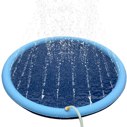 150/170cm Summer Pet Swimming Pool Inflatable Water Sprinkler Pad Play Cooling Mat Outdoor Interactive Fountain Toy for Dogs Gempet Store